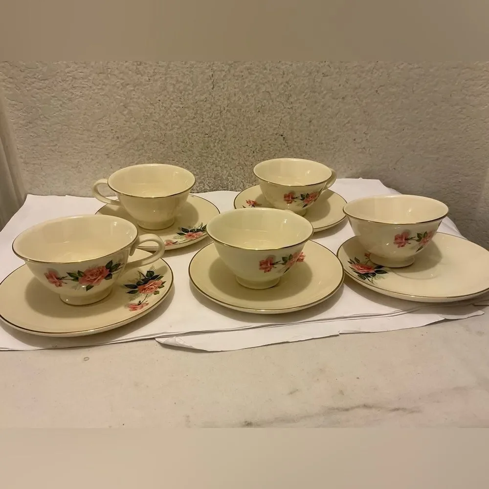 Taylor Smith Taylor Summer Rose tea cup and saucers set of 5